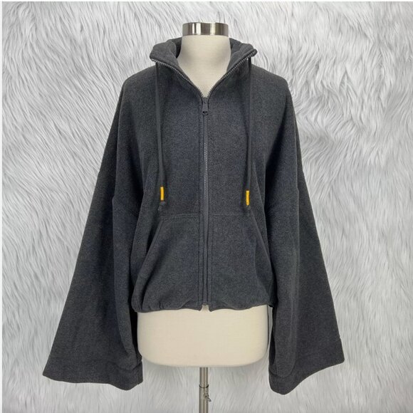 Free People Movement Climb High Gray Full Zip Fleece Jacket Flare Sleeves - Picture 5 of 16